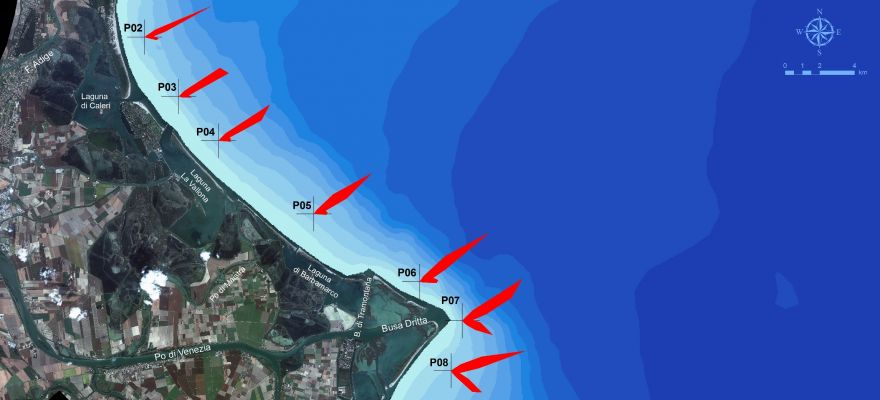 Modello di moto ondoso sulla costa del Delta del Po